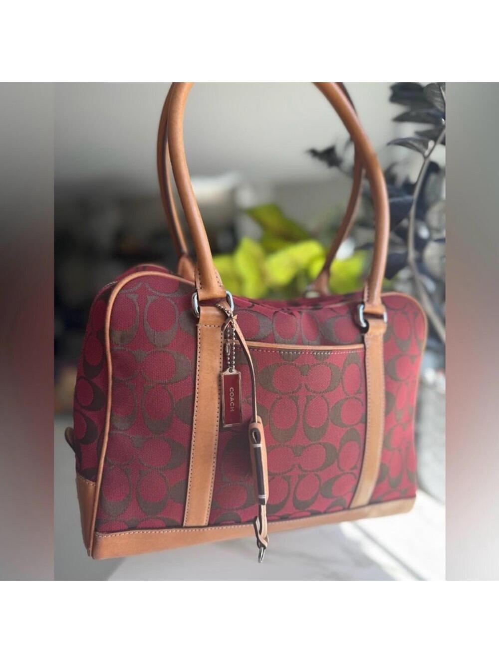 Vintage Coach Red and Tan Satchel purse